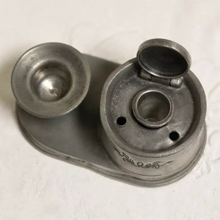[BUNJANG] French Vintage Pewter Desk Object (Inkwell &amp; Candlestick) / 프랑스 빈티지 퓨터 데스크오브제
