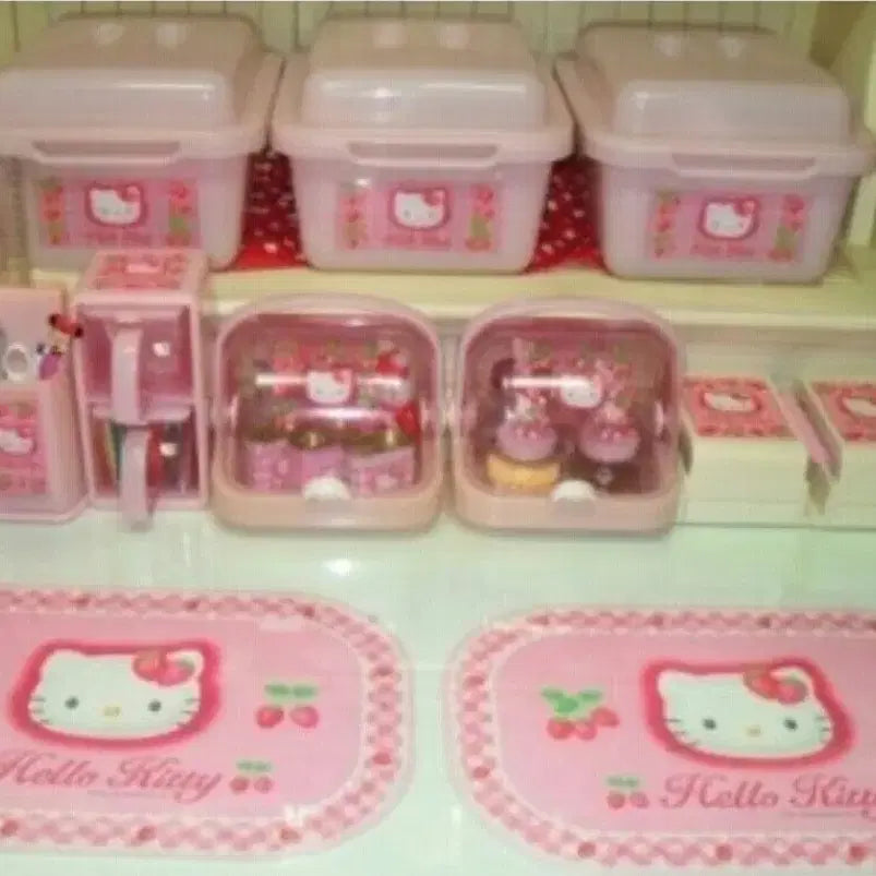 [BUNJANG] Sanrio Hello Kitty Strawberry Canister Storage Organizer Rare Vintage / 고전 키티 딸기 캐니스터 보관함 수납함 문구 희귀품 빈티지