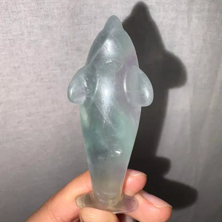 [BUNJANG] Natural Fluorite Dolphin Carving - Apple Blue Green / [천연원석] 플루오라이트 돌고래 카빙 - 애플 블루그린