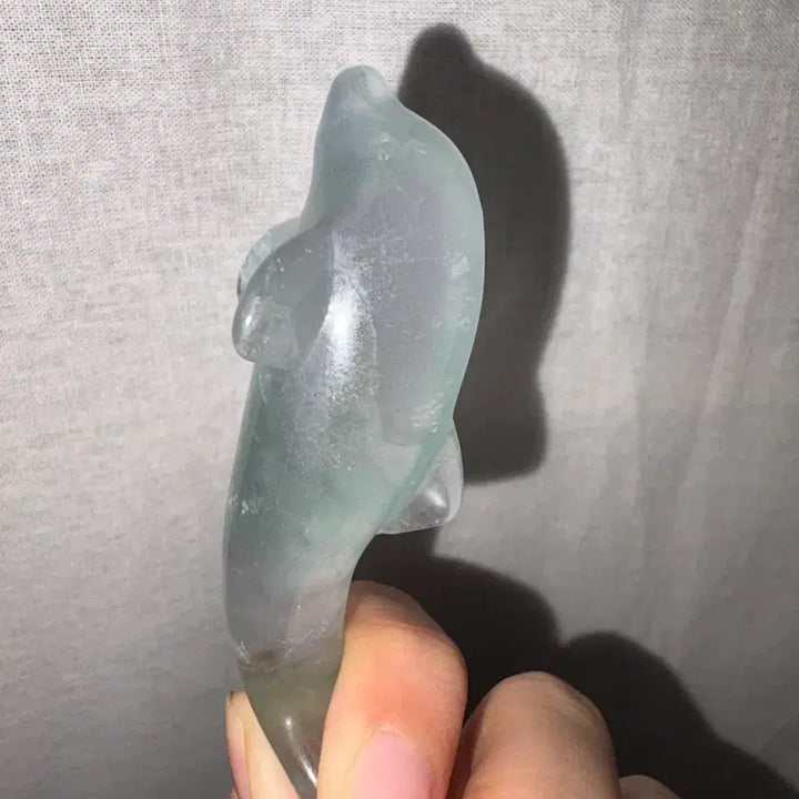 [BUNJANG] Natural Fluorite Dolphin Carving - Apple Blue Green / [천연원석] 플루오라이트 돌고래 카빙 - 애플 블루그린