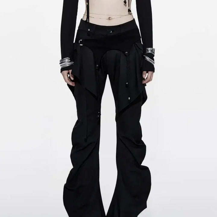 [BUNJANG] Kasico Layered Strap Pants Black M / (새상품) 카시코 레이어드 스트랩 팬츠 블랙 M