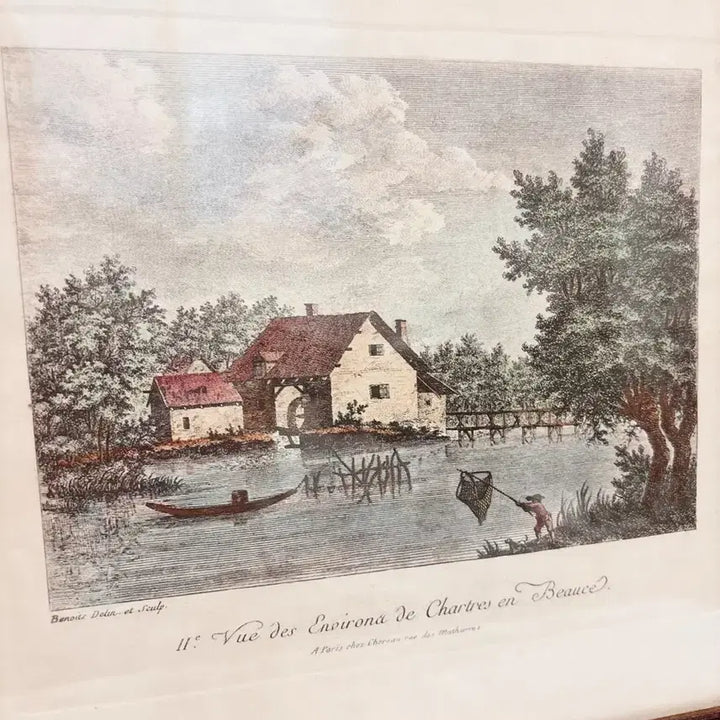 [BUNJANG] French Antique Colored Landscape Print / 프렌치 앤틱 채색풍경판화
