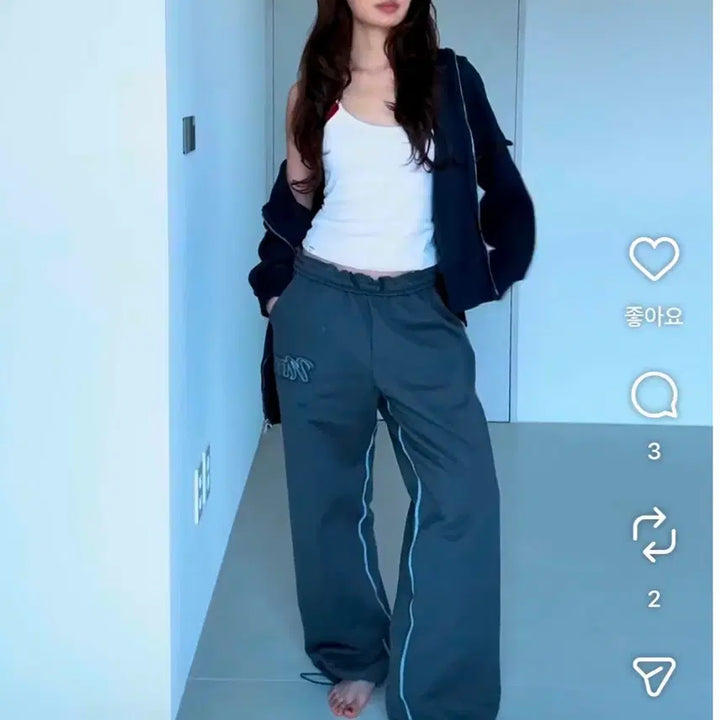 [BUNJANG] Nominical Ribbon Hem Sweatpants / 노미니컬 스웻팬츠   헤이그 리본빛 헤더먼트 글로니