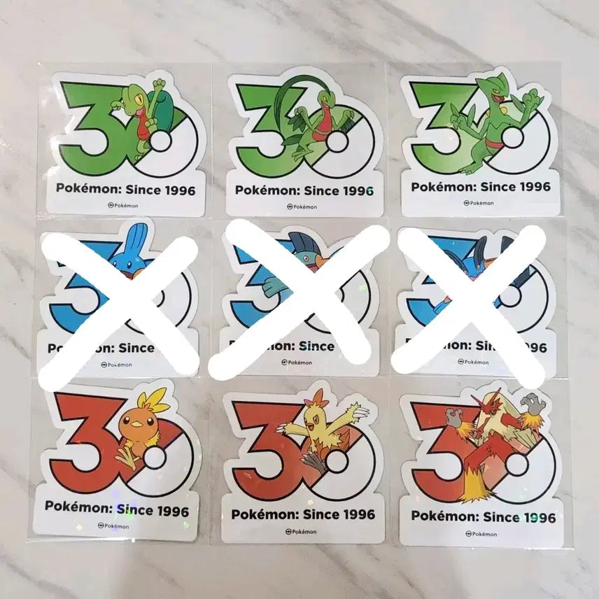 [BUNJANG] Pokemon 30th Anniversary Generation 3 Starters Sticker Set / 포켓몬 30주년 스티커 3세대 스타팅 아차모 나무지기 물짱이 세트