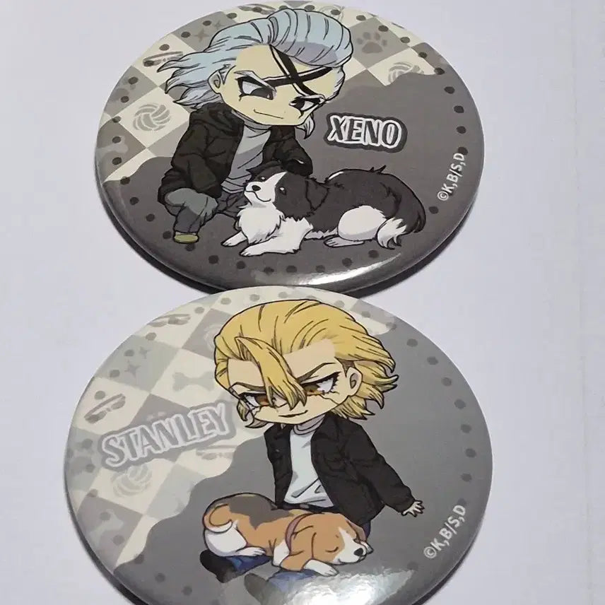 [BUNJANG] Dr. STONE Senku Ishigami &amp; Ryusui Nanami "With Dog" Can Badge Set / 닥터스톤 제노 스탠리 개와 함께 캔뱃지 세트