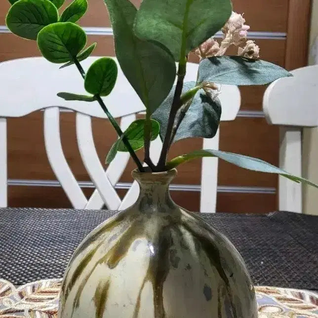 [BUNJANG] Handmade Ceramic Vase with Brown Drip Pattern / 수제 도자기
