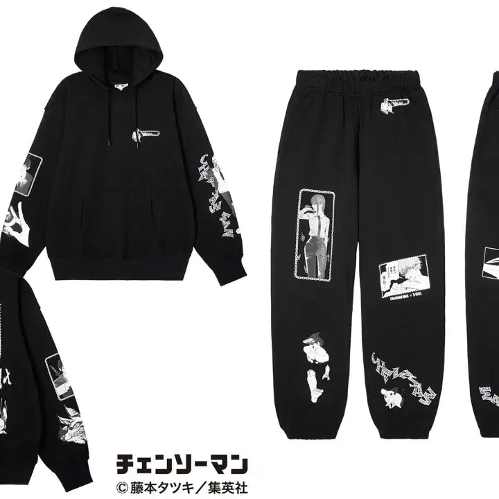 [BUNJANG] X-girl x Chainsaw Man Collaboration Hooded Zip-Up Jacket &amp; Pants Set / 택포35.0)X-girl x CHAINSAW MAN 후드집업&amp;팬츠