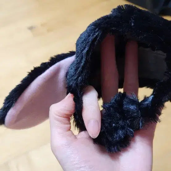 [BUNJANG] Cat Hat Bonnet (Black) - Compatible with 20cm Dolls / 고양이 모자겸 솜인형 보닛 블랙.20cm솜인형,20cn솜인형옷