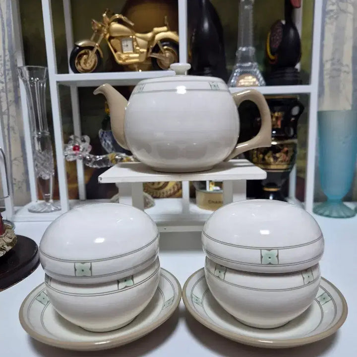 [BUNJANG] Gwangjuyo Buncheong Ware Strawberry Pattern Tea Set / 광주요 분청사기 산딸문 다기세트