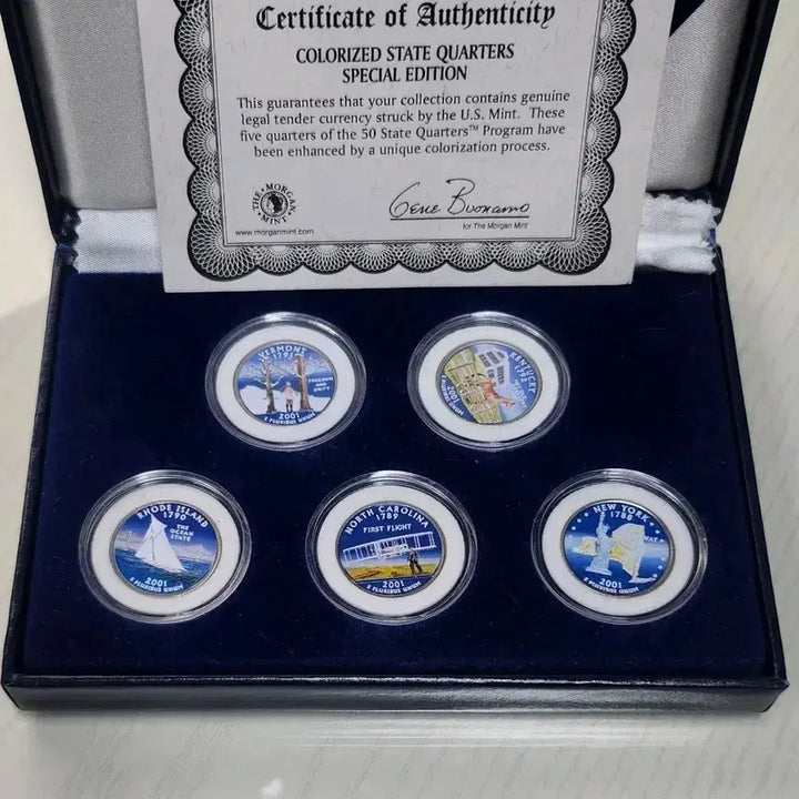 [BUNJANG] The Morgan Mint United States State Quarters 2001 Mint Colorized Coin 5-Coin Set / [색채주화] 미국주 모건 민트 컬러 주화 5개 세트 K146