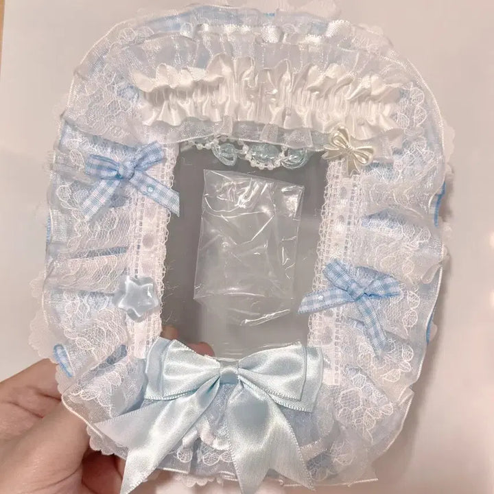 [BUNJANG] Handmade Blue Lace Photocard Holder Top Loader / 블루 레이스 탑꾸 탑로더 꾸미기 핸드메이드 포카홀더