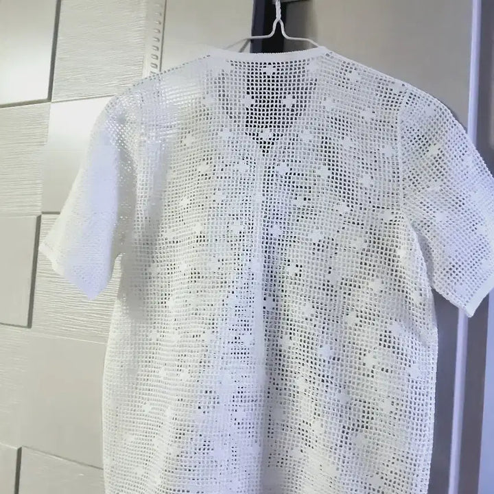 [SOLD OUT] 화이트 크로셰 손뜨개 가디건 미착용