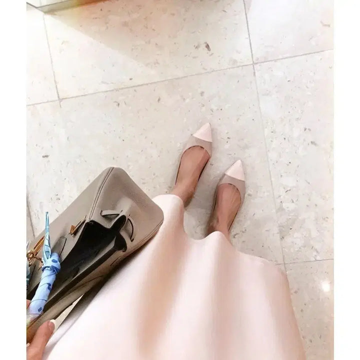 [BUNJANG] Blansho Half Moon 220 Pink Two-tone Plain Heels / 블랑쇼 하프문 220 핑크투톤 플레인