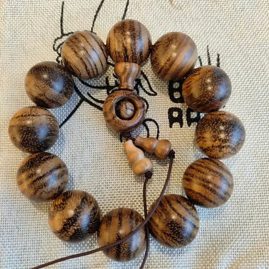 [BUNJANG] Vietnam Leopard Wood Buddhist Prayer Beads Bracelet 20mm / 인도네시아 호피단 침향 염주20mm