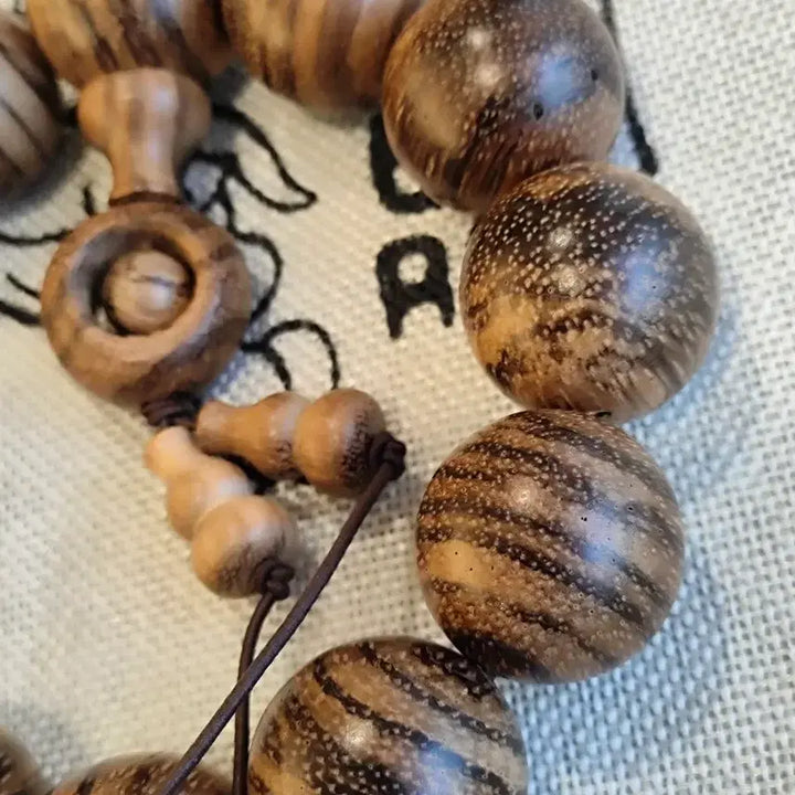 [BUNJANG] Vietnam Leopard Wood Buddhist Prayer Beads Bracelet 20mm / 인도네시아 호피단 침향 염주20mm
