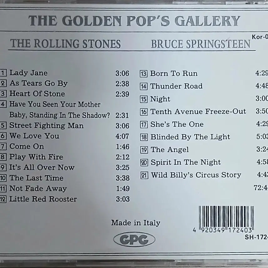 [BUNJANG] Rolling Stones &amp; Bruce Springsteen "Gold Pops" CD / 롤링스톤즈 &amp; 브루스 스프링스틴 CD 골드팝스