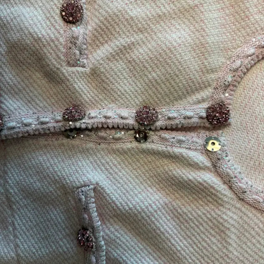 [BUNJANG] Self-Portrait Pink Tweed Cubic Button Cardigan / [L]Self-protrait 셀프포트레이트 가디건 핑크