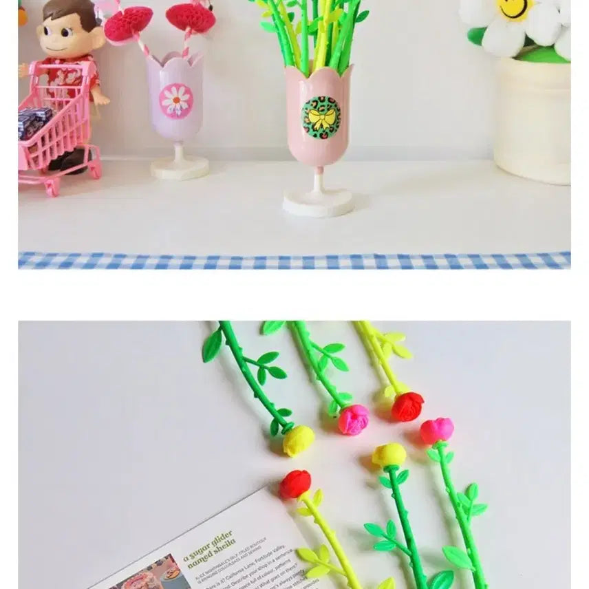 [BUNJANG] Rose Ballpoint Pens Set (9 pcs) / [미개봉 새상품] 장미 볼펜 9개 일괄
