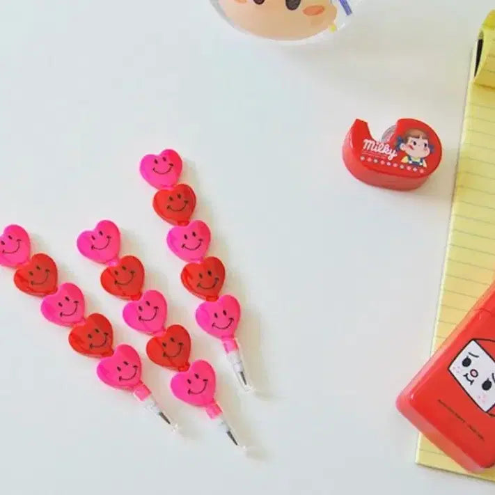 [BUNJANG] Pink Heart Pencil Set - 7 Piece Bundle / [미사용 새상품] 핑크 하트 스파일 연필 7개 일괄