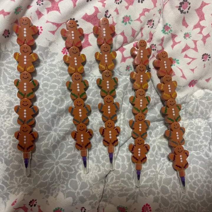 [BUNJANG] Gingerbread Man Colored Pencils Set (5 pcs) / [미사용 새상품] 진저브레드맨 색연필 5개 일괄