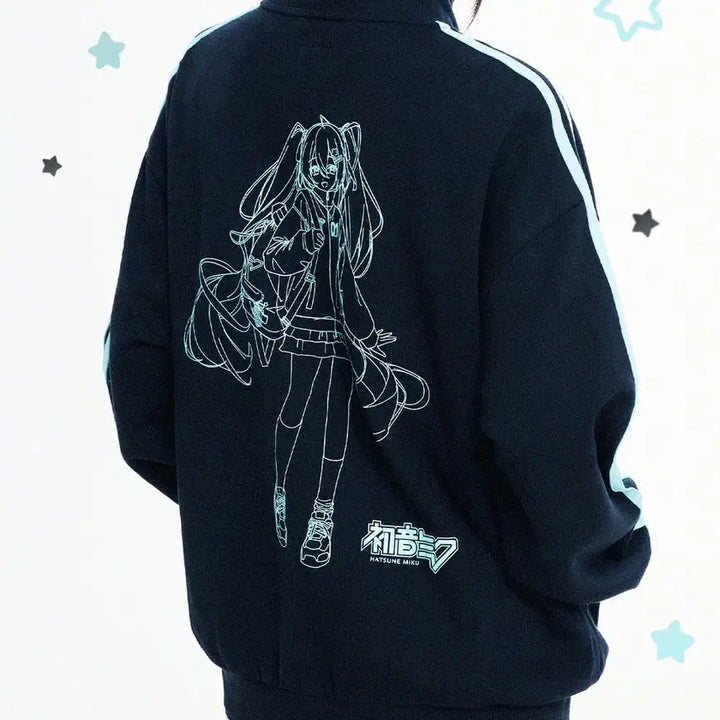 [BUNJANG] Hatsune Miku SPAO Collaboration Track Jacket Black M / 하츠네 미쿠 스파오 콜라보 트랙 재킷 블랙 M