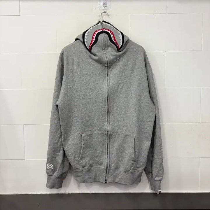 [BUNJANG] BAPE Shark Full Zip Hoodie Grey / 베이프 샤크 후드집업 그레이