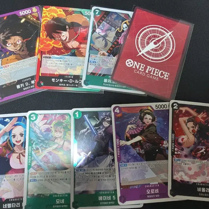 [BUNJANG] One Piece Japanese Leader &amp; Regular Card Set (40+) / 17. 일본 일판 루피 비비나미 등 리더카드, +(R)일반카드 40장이상