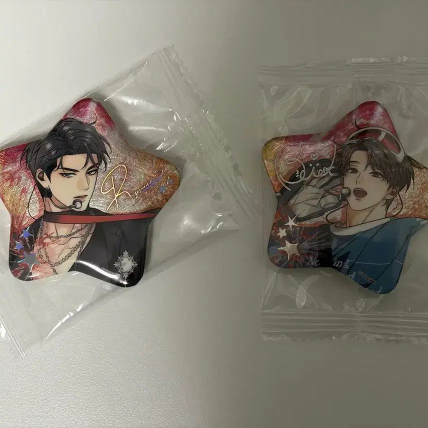 [BUNJANG] Sparkles Resin Popup Can Badge Set - Ryui An, Baek Eun San / 스파클즈 레진 팝업 캔뱃지 해빙곡선 류이안 백은산 세트