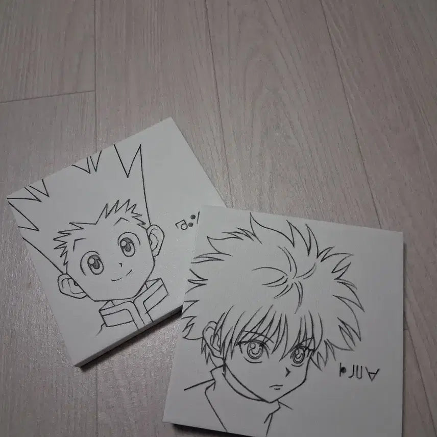 [BUNJANG] Hunter x Hunter Gon &amp; Killua Drawing Framed Print (Bundle Set) / 헌터x헌터 쿠지  곤 키르아 드로잉 액자(일괄)