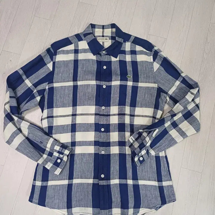 [BUNJANG] Lacoste Check Linen Shirt Size 100 / 라코스테 체크 린넨 셔츠 남방 100사이즈