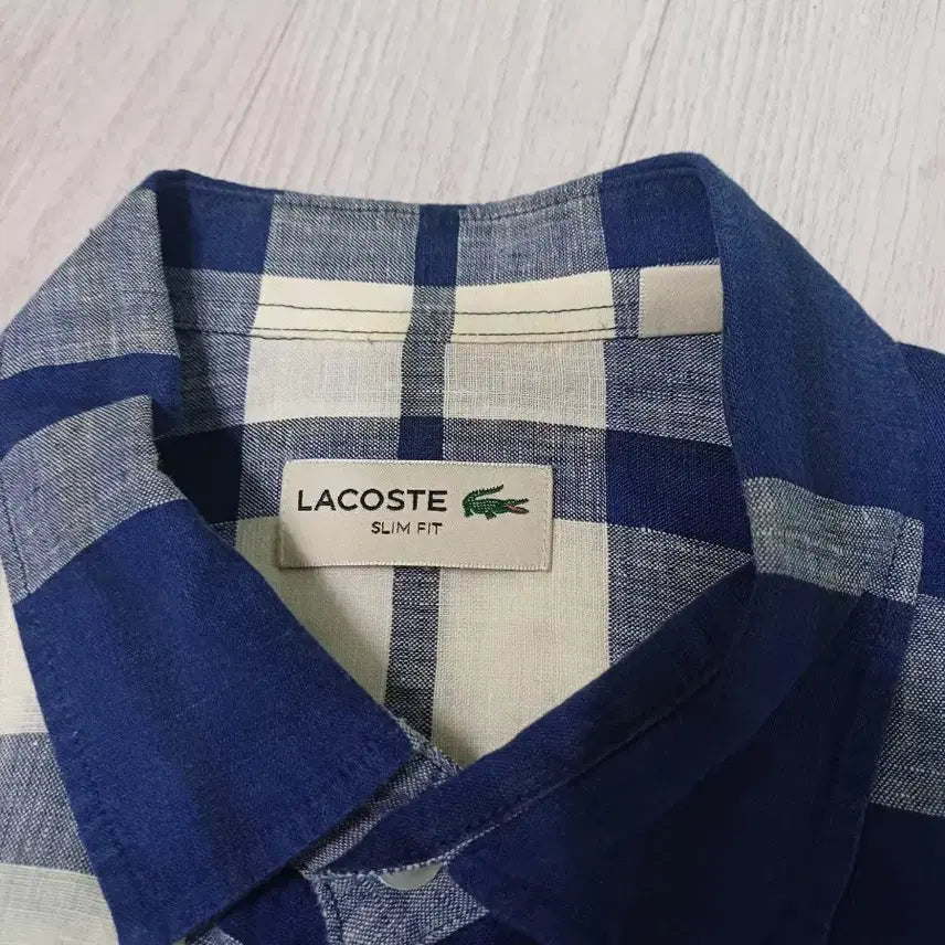 [BUNJANG] Lacoste Check Linen Shirt Size 100 / 라코스테 체크 린넨 셔츠 남방 100사이즈