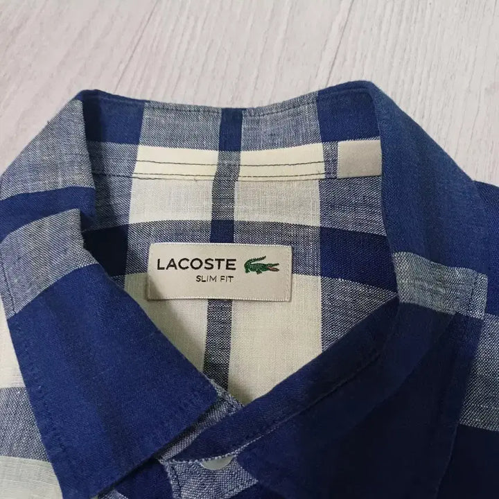 [BUNJANG] Lacoste Check Linen Shirt Size 100 / 라코스테 체크 린넨 셔츠 남방 100사이즈
