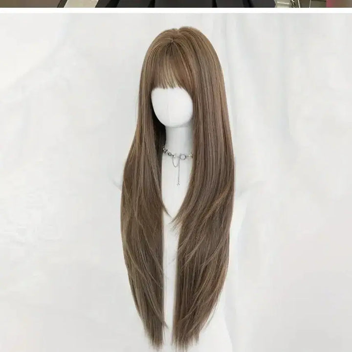 [BUNJANG] 81cm Ash Brown Layered Cut Full Wig / 새상품 코스프레 애쉬브라운 레이어드컷 통가발 81cm