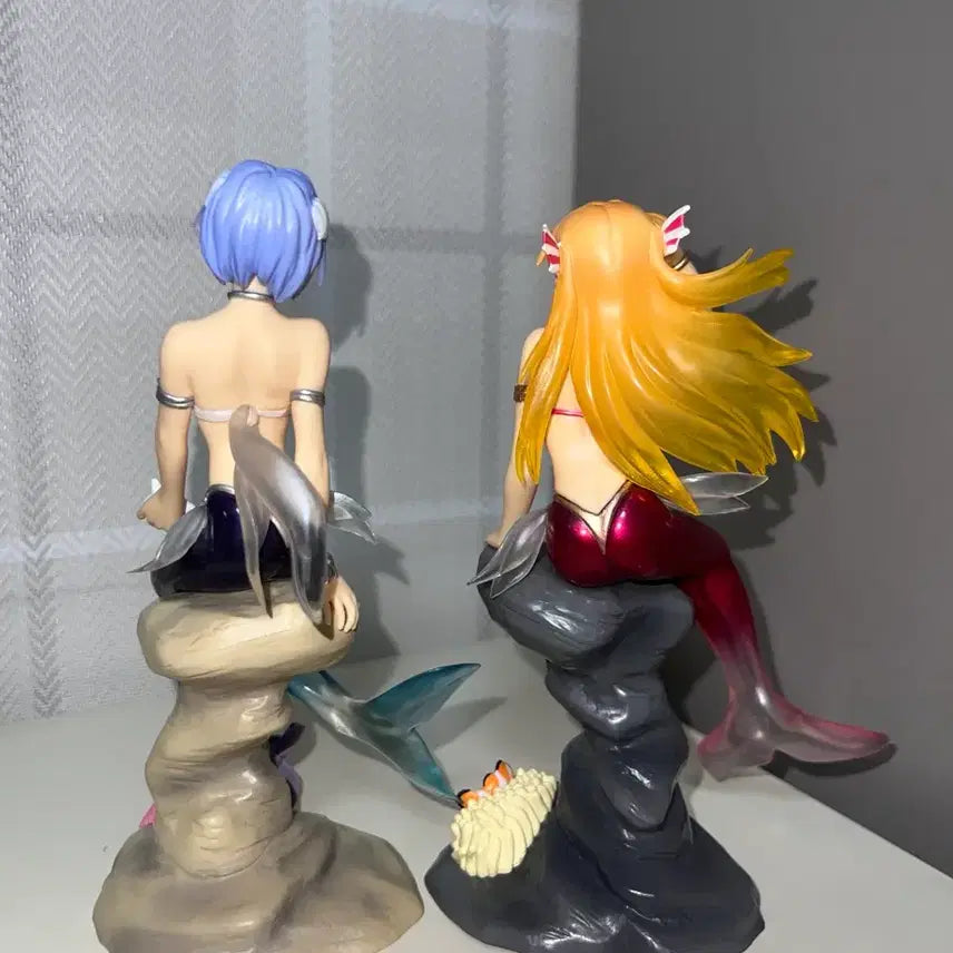 [BUNJANG] Evangelion Mermaid Figure Bundle Set Asuka + Rei / [일괄] 희귀 고전 에반게리온 인어 피규어 아스카+레이