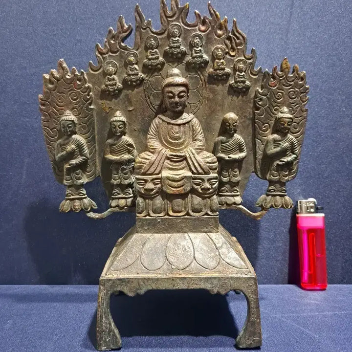 [BUNJANG] Antique Seated Buddha Triad Statue / 삼존불상