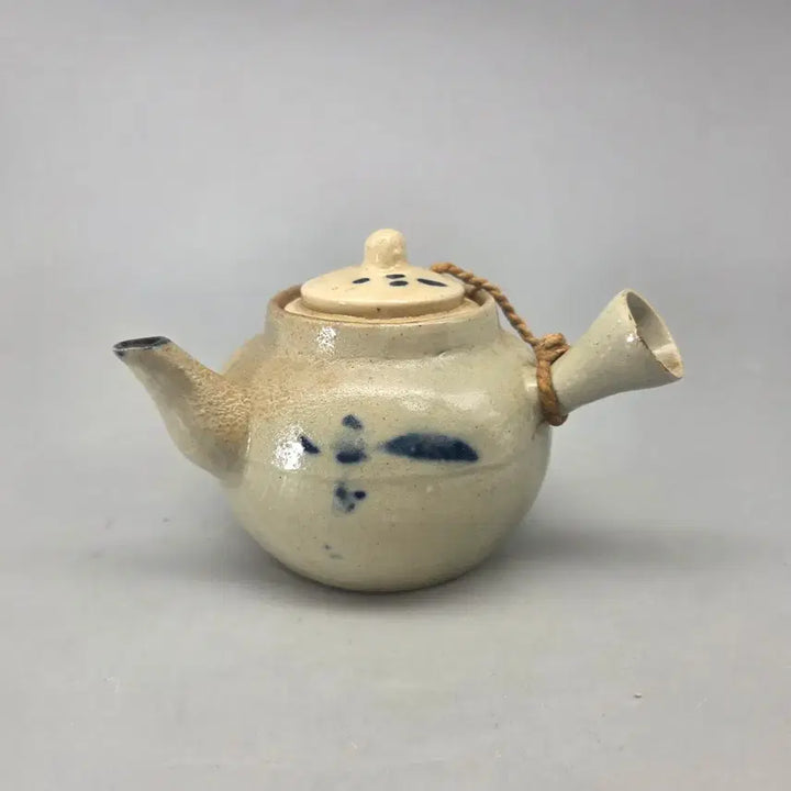 [BUNJANG] Chinese Republic Celadon Chrysanthemum Pattern Teapot / 골동품 진품 청말 민국 자주요 청화 국화문 횡파호 다관
