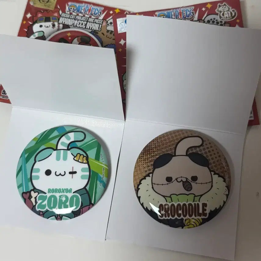 [BUNJANG] Megacat One Piece Zoro &amp; Crocodile Nyangpiece Can Badge / 6/15까지) 원피스 메가캣 조로 크로커다일 냥피스 캔뱃지