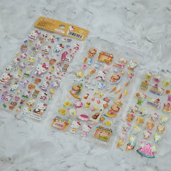 [BUNJANG] Classic Hello Kitty Summer Tanning Ice Cream Sticker Bundle Set (3 pcs) / 고전 헬로키티 여름 태닝 아이스크림 스티커 3개 일괄