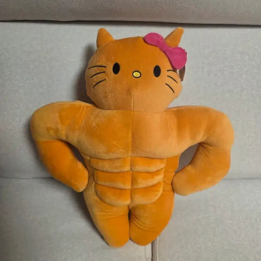 [BUNJANG] Hello Kitty Muscle Plush Toy / 새상품) 중대형인형 헬로키티 근육 인형 헬스장 머슬 헬창 태닝 키티 오토