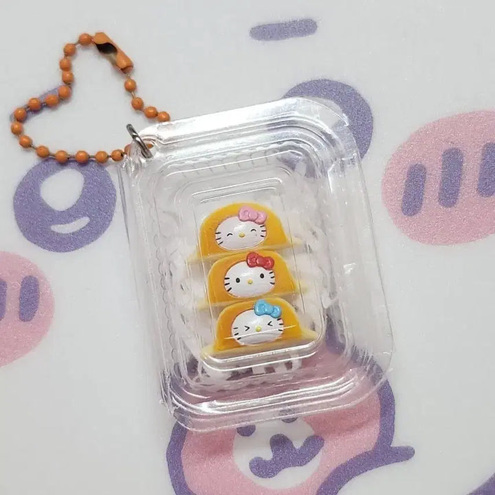 [BUNJANG] Sanrio "Gyoza" Collection Kitty Strap Lunch Box Charm / 고전 산리오 납작 만두 교자 트리플 도시락 키티스트랩 킽스