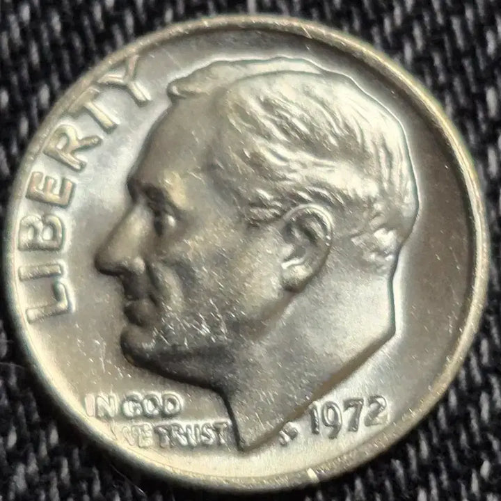 [BUNJANG] 1972 US Dime Coin - Mint Error (Double Rim, Unused) / 1972년P 미국 다임 주화. ( 더블. 림. 주조 오류)  완전 미사용