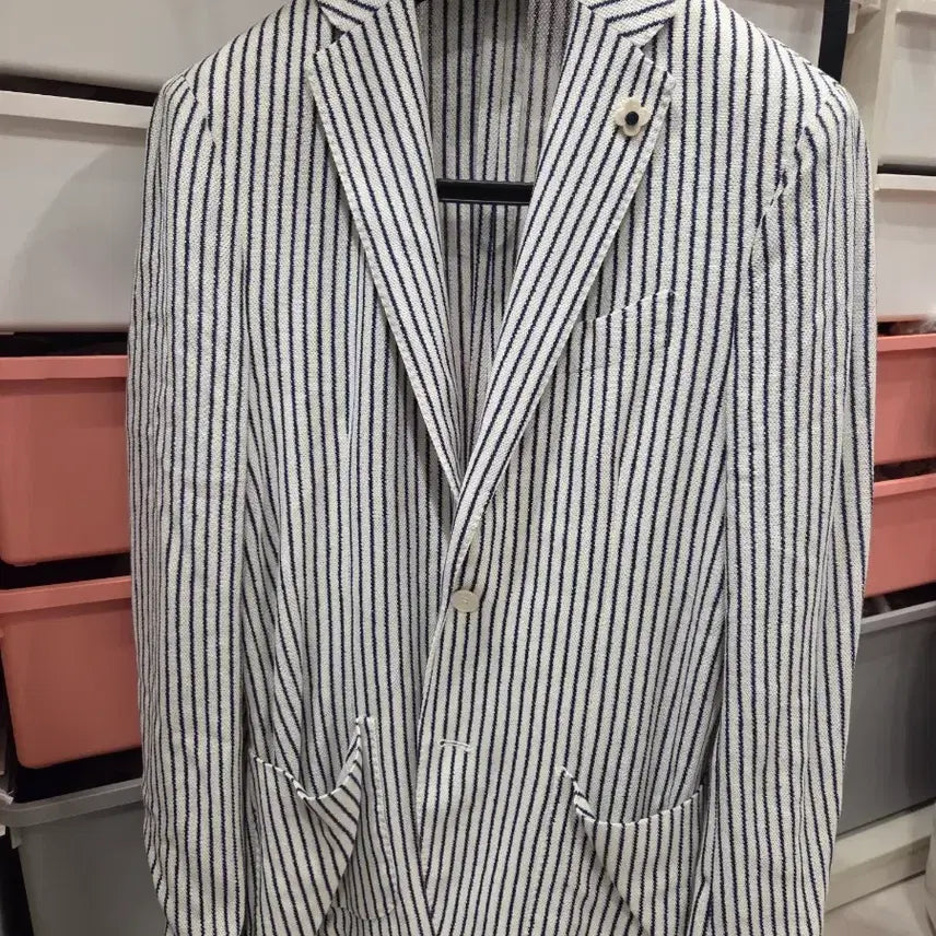 [BUNJANG] Lardini Striped Blazer Jacket Size 46 / 라르디니 스트라이프 블레이저 자켓 46