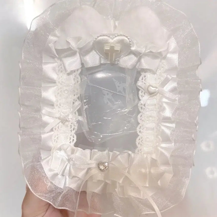 [BUNJANG] White Lace Handmade Photocard Holder / 화이트 레이스 탑꾸 탑로더 꾸미기 핸드메이드 포카홀더