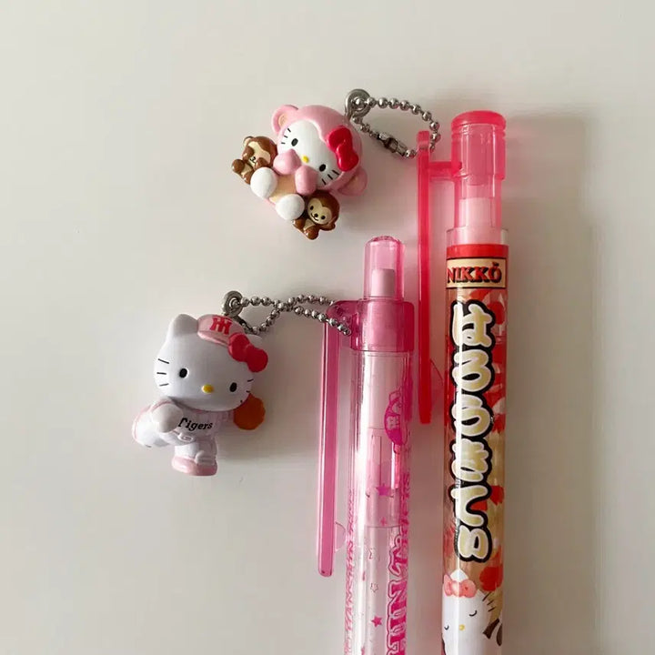 [BUNJANG] Vintage Hello Kitty Baseball Monkey Mechanical Pencil &amp; Ballpoint Pen Set / 고전 키티 야구 원숭이 샤프 볼펜