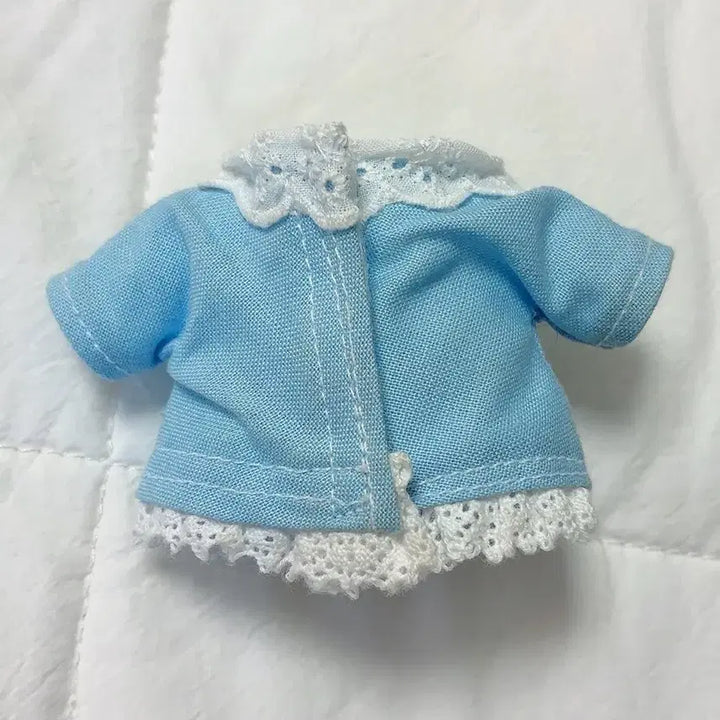 [BUNJANG] 12cm Doll Plush Outfit Blue Lace Ribbon Dress / 12cm 누이구루미 인형옷 하늘색 레이스 리본 원피스