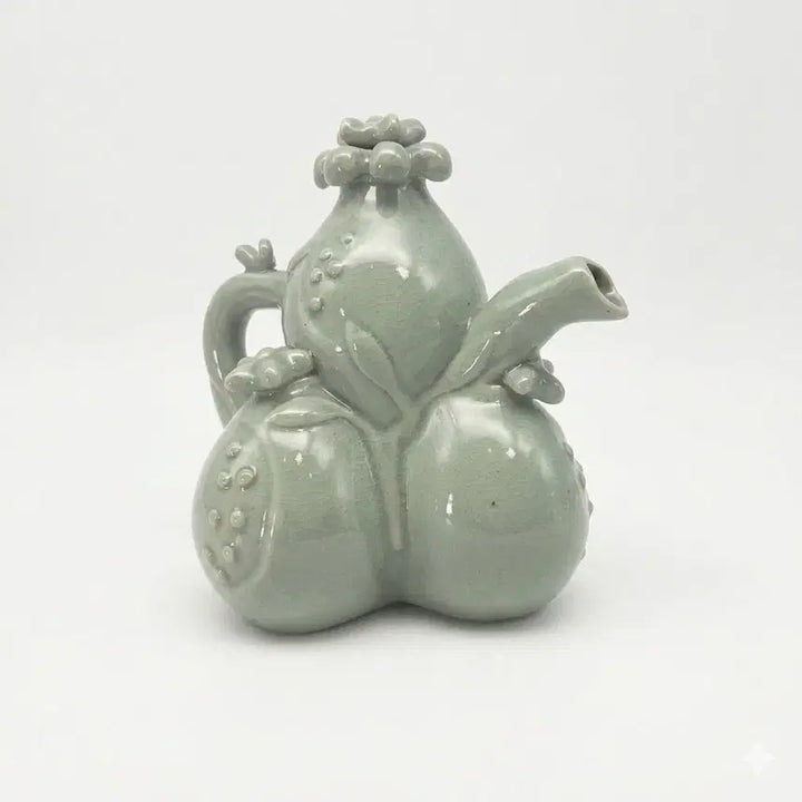 [BUNJANG] Donggok Yu Chun Bong Celadon Pomegranate Ewer / 도자기 명장 고수자기 동곡 유춘봉 청자 석류형 주자 전북대 총장 김원섭