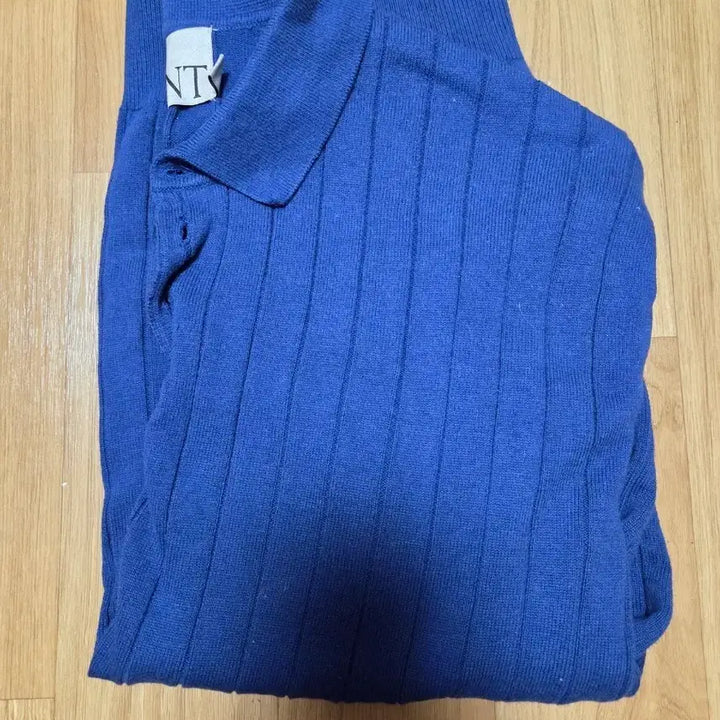 [BUNJANG] Ronde Blue Ribbed Collar Knit XL / 새옷) 론트 블루 골지 카라 니트 XL