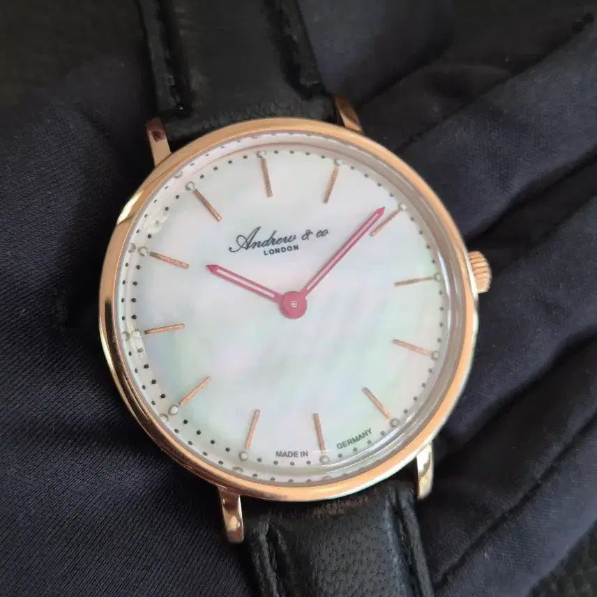 [BUNJANG] Andrew &amp; Co LEEDS ACG 307R Mother of Pearl Rose Gold Tone German Made Women&