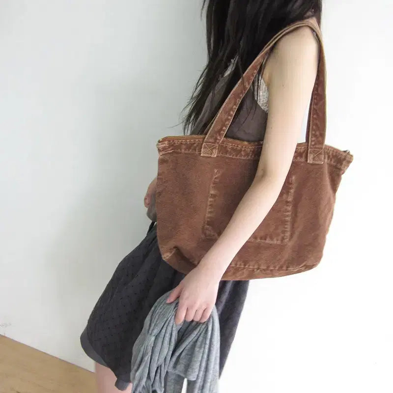 [SOLD OUT] 히피디피 every denim bag 데님 가방 숄더백 브라운
