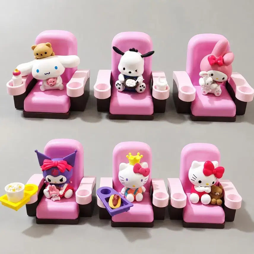 [BUNJANG] Sanrio Hello Kitty &amp; Pochacco Movie Theater Figure Set (6 Types) / 헬로키티 영화관 피규어 6종1세트 산리오 포차코 캐릭터 팝콘 무비